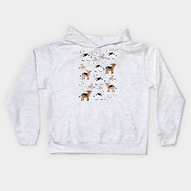 Brown and White Cows Kids Hoodie by PLLDesigns